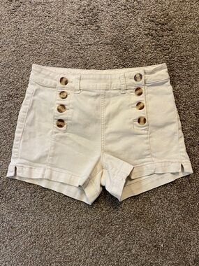 Altar'd State Cream Button-Front Shorts